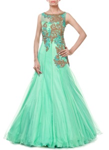 sea green embroidered gown